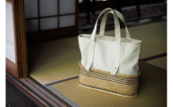 ふたえ籠サイズLホワイト（竹籠フレーム帆布バッグ）工芸品 伝統 バッグ かばん 帆布 かご 籠 かごバッグ 新潟県 阿賀野市 2X02125W