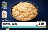 米 令和7年産 雪若丸 玄米 15kg 5kg×3回 毎月定期便 [4月上旬・5月上旬・6月上旬発送] 山形県産 東北 ap-yugxa15-tm4to6f