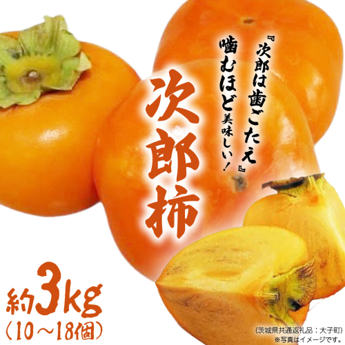 次郎柿 3kg 【2026年9月上旬発送開始】(茨城県共通返礼品：大子町) 柿 かき カキ 次郎柿 完全甘柿 秋の味覚 果物 フルーツ 旬 2509313 - 茨城県牛久市