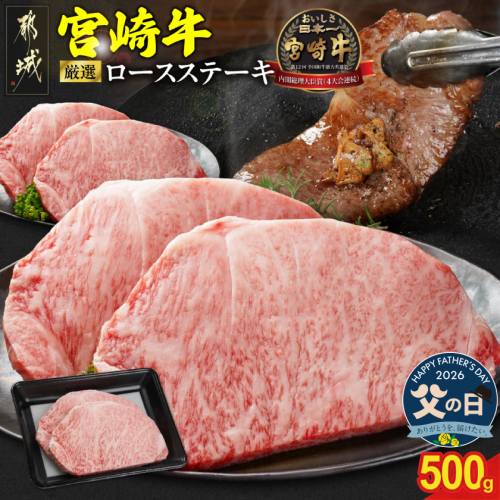 【父の日】宮崎牛ロースステーキ2枚 計500g≪6月18日～21日お届け≫_MJ-N201-FG 2509683 - 宮崎県都城市