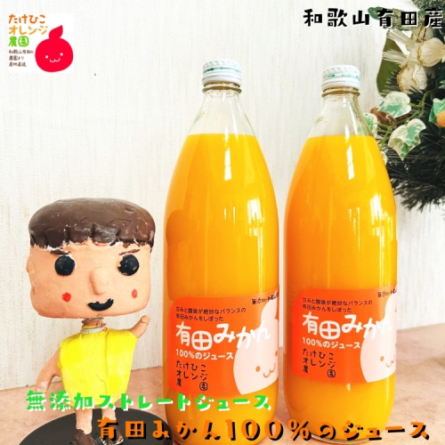 有田 みかん 100％の ジュース 1,000ml×2本 2510410 - 和歌山県美浜町