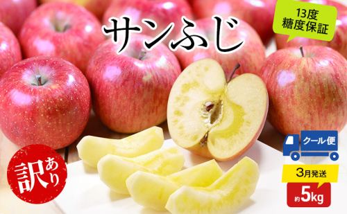 りんご 【3月クール便発送】 平均糖度13度以上 訳あり品 家庭用 サンふじ 約 5kg 【 青森りんご 】 フルーツ 果物 リンゴ 青森県 デザート ジューシー 2510750 - 青森県鶴田町