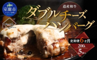 【6ヶ月定期便】道産和牛ダブルチーズハンバーグ（200g）5個入り【 ふるさと納税 人気 おすすめ ランキング 北海道産 和牛 ダブルチーズ Wチーズ ハンバーグ 肉 肉厚 チーズ モッツァレラチーズ デミグラス セット 大容量 詰合せ  北海道 室蘭市 送料無料 】MROA184