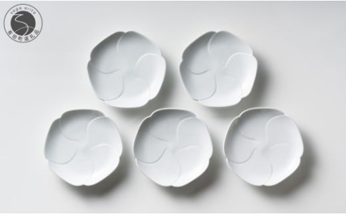 有田焼 白磁花小皿 5枚組【中仙窯】中尾純 伝統工芸 作家 白磁 うつわ 器 皿 小皿 5枚 セット A95-58 2511123 - 佐賀県有田町