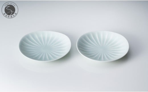 有田焼 青白磁稜線楕円皿 2枚セット【中仙窯・中尾純作】中尾純 伝統工芸 作家 青白磁 うつわ 器 皿 楕円皿 取皿 2枚 A60-117 2511124 - 佐賀県有田町