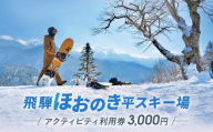 [先行予約 2026年11月上旬より発送]飛騨ほおのき平スキー場 アクティビティ利用券3,000円 | スキー スノーボード リフト チケット アウトドア ウィンタースポーツ スポーツ 利用券 人気 旅行 つむぎ果樹園