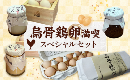 【烏骨鶏卵満喫スペシャルセット】平飼い烏骨鶏卵、卵かけご飯専用醤油麹、烏骨鶏卵黄100％プリン、卵白100％プリン たまご 生卵 タマゴ うこっけい 平飼い 醤油麹 プリン 森町 静岡県 2511946 - 静岡県森町