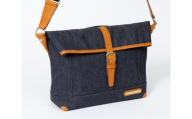 No55735 INNFITH デニム口折れショルダーバッグ(ダークネイビー×キャメル)|ファッション 小物 バッグ ショルダーバッグ 鞄 [1175]