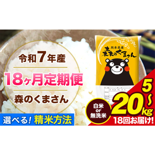 【18ヶ月定期便】令和7年産 森のくまさん 白米 5kg 5kg×1袋 計18回お届け 《お申込み翌月から出荷》 お米 こめ 熊本県産 ご飯 備蓄 2512824 - 熊本県長洲町