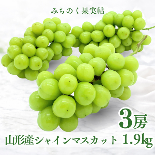 みちのく果実帖 シャインマスカット3房 約1.9kg 【令和8年産先行予約】FS25-151 2513143 - 山形県山形市