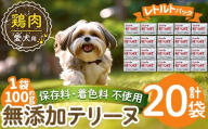 a1086-F ＜保存料・着色料 不使用＞愛犬用無添加テリーヌ レトルトパック 鶏テリーヌ20袋(1袋約100g・合計約2kg)【Nフードサービス】姶良市 鶏 テリーヌ 犬 ドッグ ペット フード エサ レトルト おやつ ごはん ご飯 間食 ご褒美
