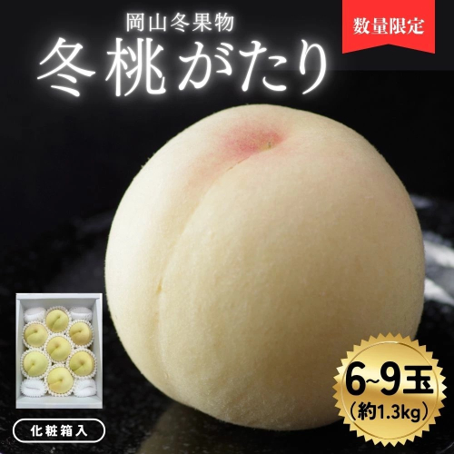 岡山冬桃がたり6～9玉（計約1.3ｋｇ）化粧箱入 2514212 - 岡山県鏡野町