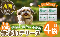 a1087-B ＜保存料・着色料 不使用＞愛犬用無添加テリーヌ レトルトパック 馬テリーヌ4袋(1袋約100g・合計約400g)【Nフードサービス】姶良市 馬 テリーヌ 犬 ドッグ ペット フード エサ レトルト おやつ ごはん ご飯 間食 ご褒美