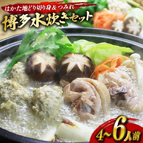 水炊き セット 4～6人前 はかた地どり 切り身 つみれ [ベネフィス 福岡県 宇美町 um40azp190030] 水たき 具材 スープ はかた地どり 切り身 つみれ 2514785 - 福岡県宇美町