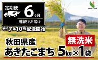 【訳あり】【定期便6ヶ月】秋田県産あきたこまち(無洗米)5kg 360P9211　/ 米 無洗米 5kg 白米 令和7年産 秋田県産 あきたこまち 5kg×1袋 おにぎり 大館 東北 秋田 小分け こわけ 大館市 5キロ 5ｷﾛ 5きろ