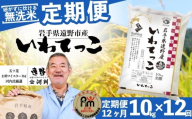 【 定期便 12回 】 ≪ 無洗米 ≫ 遠野産 いわてっこ 10kg 【 五つ星 お米マイスターProf. 厳選 コメマルシェ 河判 】 米 お米 おこめ 白米 精米 12ヶ月