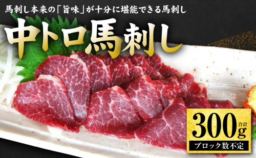 中トロ馬刺し300g 馬さし お肉 馬肉 刺身 刺し身 馬刺し 馬刺しブロック 馬刺し冷凍 おかず おつまみ 熊本県 八代市 2517681 - 熊本県八代市