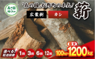 【12回定期便 計1200kg】＼選べる配送回数／ 広葉樹薪【カシ】太薪 30cm 100kg（20kg×5箱） ｜ 定期便 薪 針葉樹 自然乾燥 薪ストーブ アウトドア キャンプ 料理 ピザ窯 燃料 燃焼 ※離島への配送不可