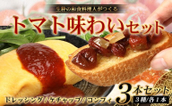 【先行予約・数量限定】 日本料理人が作る　トマト味わいセット/とまとケチャップ(170g×1瓶)とまとコンヒィ(150g×1瓶) とまとドレッシング(160g×1瓶) 3種類セット GN-18｜鹿児島県 南大隅町 野菜 トマト 食べ比べ 3種 手づくり ソース 新鮮 旬 銀シャリ中はら