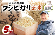 【令和7年産】長谷川農園の コシヒカリ 玄米 5kg【お米 こしひかり 5キロ 玄米 ブランド米 ふるさと納税米 産地直送】 [m22-a010]