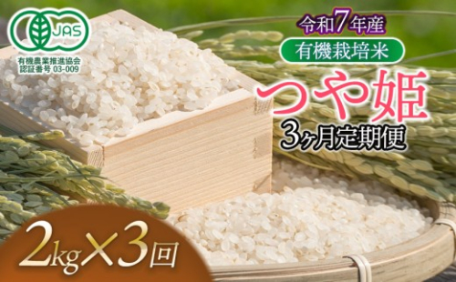 【令和7年産】【定期便3ヶ月】有機栽培米 つや姫 【白米】 2kg×3回　山形県鶴岡市産　出羽弥兵衛　| お米 米 コメ こめ ライス つやひめ 2キロ ご飯 ブランド米 国産 主食 お取り寄せ 返礼品