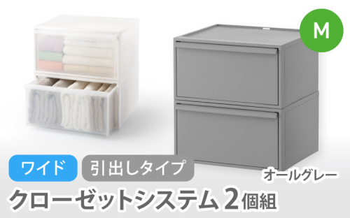 クローゼットシステム ワイド引出し（M）2個組 CS-WD2 2P オールグレー (5色からお好きなカラーが選べる)  ／  クローゼット 収納 組み合わせ 引出し ライクイット like-it 奈良県 葛城市【like025-2】 2520898 - 奈良県葛城市