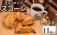 スコーン １１個 セット チョコチップ 焼き菓子 お菓子 チョコ 焼菓子 おやつ 洋菓子 デザート スイーツ 人気 発酵 バター コク 風味 穀物 すこーん 冷凍 手土産 ギフト プレゼント 手作り 紅茶 茶 高知県 須崎市 LF050