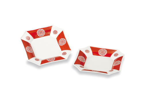 ペア5.5号皿　赤絵丸紋　大志窯 2521869 - 石川県能美市