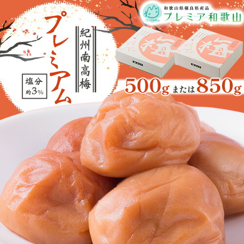 梅干し 紀州南高梅 プレミアム 塩分 約3% 500g または 850g 《60日以内に出荷予定(土日祝除く)》 株式会社やまだ 和歌山県 日高町 梅 塩 梅干し 米 おかず 国産 送料無料 2523075 - 和歌山県日高町