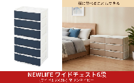 NEWLIFE ワイドチェスト 6段 (ワイド3段×2個) 幅60cm マリンネイビー 収納ケース 衣装ケース プラスチック 新生活 引っ越し 大容量 引き出し プラスチック 収納棚 おしゃれ 押入れ 押し入れ収納 リビング収納 キャスター付 衣類収納 クローゼット【023S087】