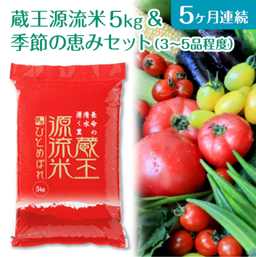 【5か月連続】＜令和7年産米＞蔵王源流米5kg＆季節の恵みセット(3～5品程度)　【04301-0139】 2525332 - 宮城県蔵王町