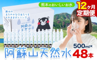 水 熊本 の おいしい お水 阿蘇山 天然水 500ml × 48本 2ケース 12ヶ月定期便 丸富産業《お申し込みの翌月から出荷開始》熊本県 産山村 水 天然水 みず 熊本 飲料 熊本県 ミネラルウォーター