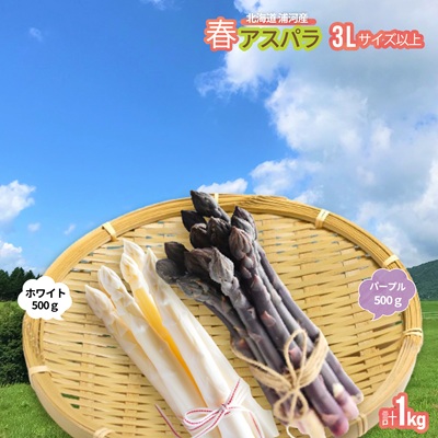 【4月上旬頃より発送！】北海道浦河産 ホワイト＆パープル極太セット(1kg)[03-1437] 2528903 - 北海道浦河町