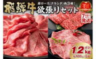 飛騨牛セット 肩ロース(クラシタ)肉(すき焼き用・しゃぶしゃぶ用・焼き肉用)各400g[岐阜県 可児市 お肉 肉 牛肉 ブランド牛 ブランド和牛 柔らかい 旨味 霜降り お取り寄せ グルメ]