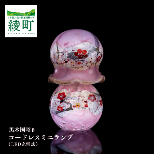 黒木国昭作 コードレスミニランプ 金・プラチナ象嵌「夢光琳 花ロマン」 2530003 - 宮崎県綾町