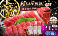 【全12回定期便】【冷蔵】純国産馬 赤身馬刺し 計約210g (約70g×3個) / ばさし 馬刺 あかみ 熊本馬刺し 熊本県 菊陽町【株式会社古閑ファーム】 [BHDF035]