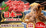 【全6回定期便】長崎和牛 切り落とし 総計9.6kg （約1.6kg/回）【ながさき西海農業協同組合】 [DBV036] [DBV036]