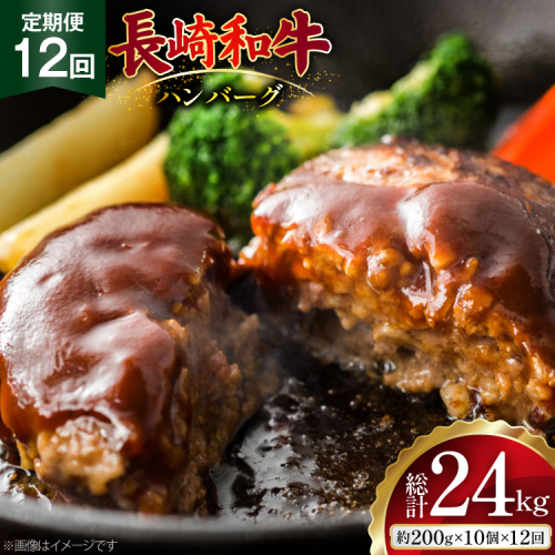 AJ591 【12回定期便】長崎和牛 ハンバーグ 約2kg (200g×10個) [ 肉 牛肉 和牛 おいしい ひき肉 焼くだけ おかず まるしん商会 黒牛 長崎県 島原市 ] 2531127 - 長崎県島原市