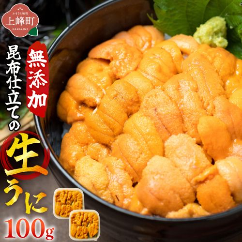 無添加 昆布仕立ての生うに 50g×2P | 生うに 無添加 うに 昆布仕立て 50g 刺身用 海鮮 冷凍 お取り寄せ ギフト 人気 高級 ご褒美用 海鮮丼用 ウニ丼用 高級食材 2531433 - 佐賀県上峰町