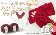 毛糸 2玉で編めるケーブル模様のハンドウォーマーキット 11番色 ／ 編み物キット ハンドウォーマー ウルグアイウール 並太  模様編み ハンドメイド 趣味 手作り 編み図付き 愛知県 No.345