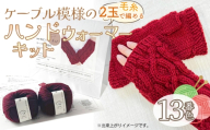 毛糸 2玉で編めるケーブル模様のハンドウォーマーキット 13番色 ／ 編み物キット ハンドウォーマー ウルグアイウール 並太  模様編み ハンドメイド 趣味 手作り 編み図付き 愛知県 No.347