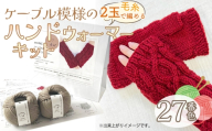 毛糸 2玉で編めるケーブル模様のハンドウォーマーキット 27番色 ／ 編み物キット ハンドウォーマー ウルグアイウール 並太  模様編み ハンドメイド 趣味 手作り 編み図付き 愛知県 No.350
