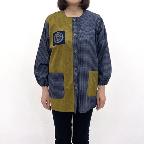 久留米織 民芸調スモック こがね色（からし）【BA059-YE】 2533899 - 福岡県大木町