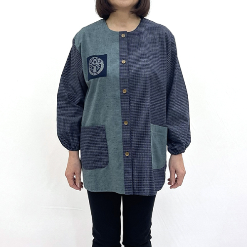 久留米織 民芸調スモック あさぎ色（草ブルー）【BA059-GR】 2533908 - 福岡県大木町