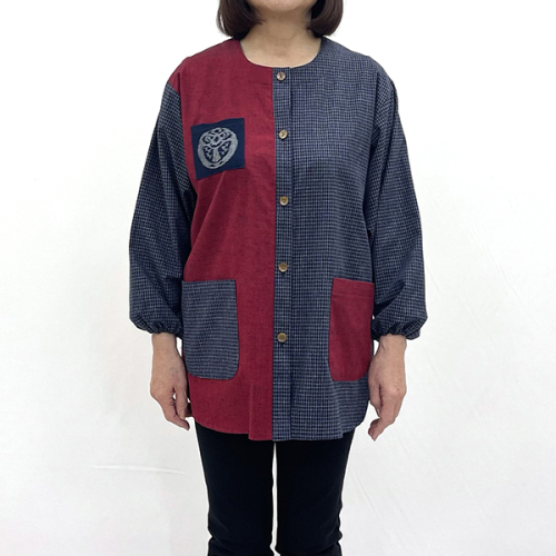 久留米織 民芸調スモック あかね色（赤）【BA059-RE】 2533914 - 福岡県大木町