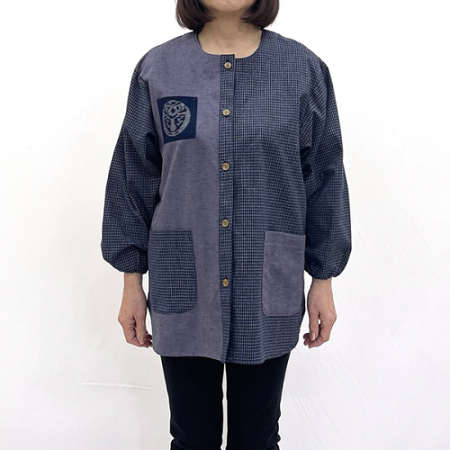 久留米織 民芸調スモック しおん色（パープルグレー）【BA059-PU】 2533919 - 福岡県大木町