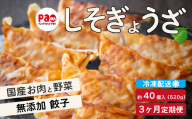【3か月定期便】paoの無添加餃子「しそぎょうざ」520g(約40個) 全3回お届け 餃子 ギョーザ 惣菜 冷凍 中華 点心 おかず おつまみ 国産野菜 しそ風味 化学調味料不使用 食品添加物不使用 058018