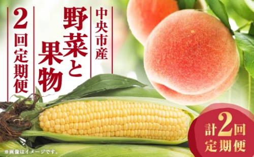 【 2回定期便 】 中央市産 とうもろこし、もも くだもの 果物 フルーツ 野菜 やさい ピーチ コーン 旬のお野菜 旬の果物 モモ 桃 国産 山梨県産 定期便 【 2026年6月下旬～7月下旬発送予定 】 2535727 - 山梨県中央市