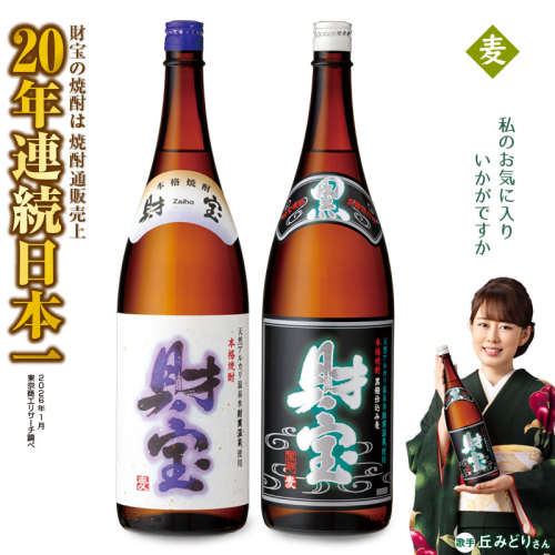 A1-22557／【麦焼酎】一升瓶 2種2本 温泉水 財宝 鹿児島 焼酎 お酒 2537192 - 鹿児島県垂水市