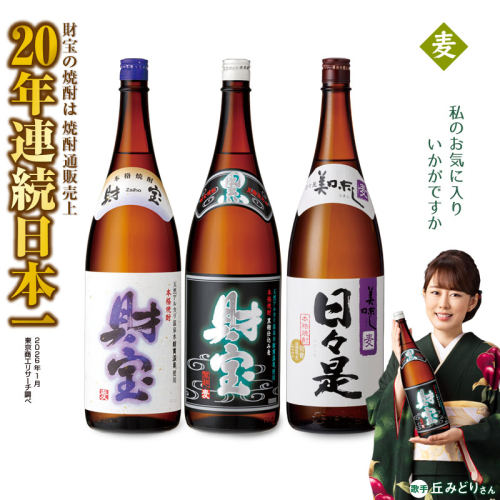 A1-22562／【麦焼酎】一升瓶 3種3本 温泉水 財宝 鹿児島 焼酎 お酒 2537196 - 鹿児島県垂水市